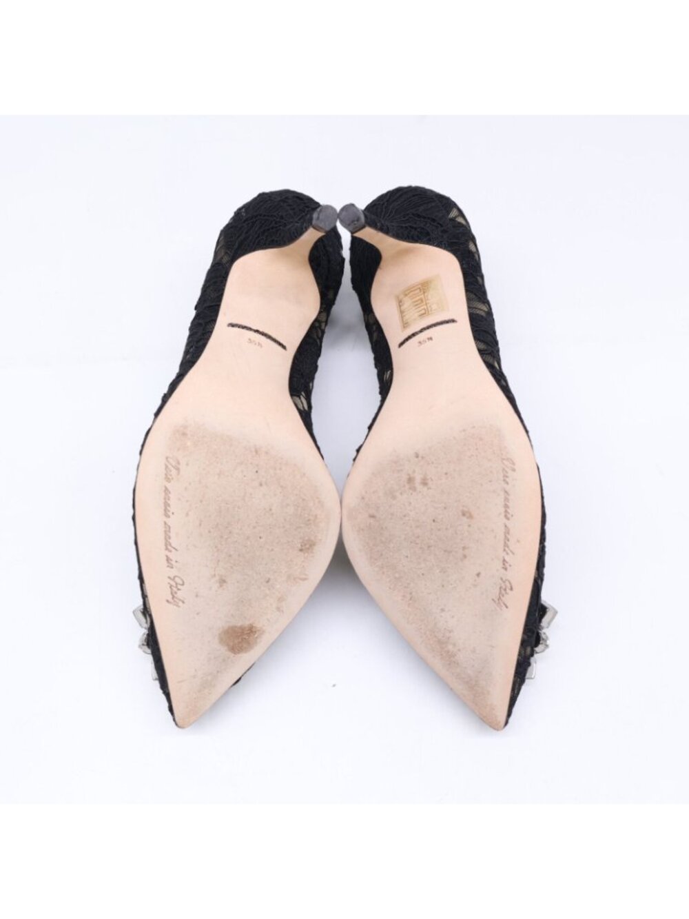 Dolce & Gabbana 231 Bijou Buckle Lace Heels Pumps - Picture 6 of 8
